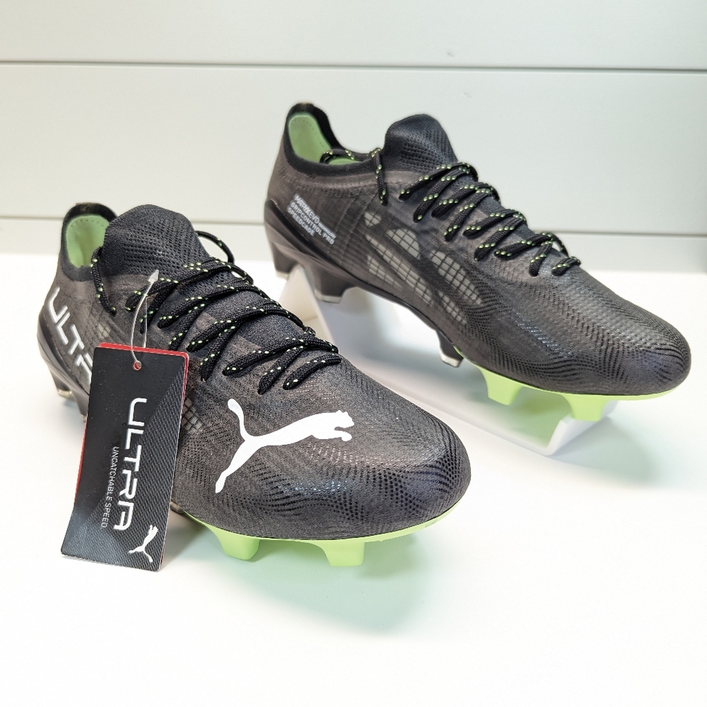 Puma Ultra 1.4 FG AG Eclipse pack Black Green Soccer cleats size Men's 6.5